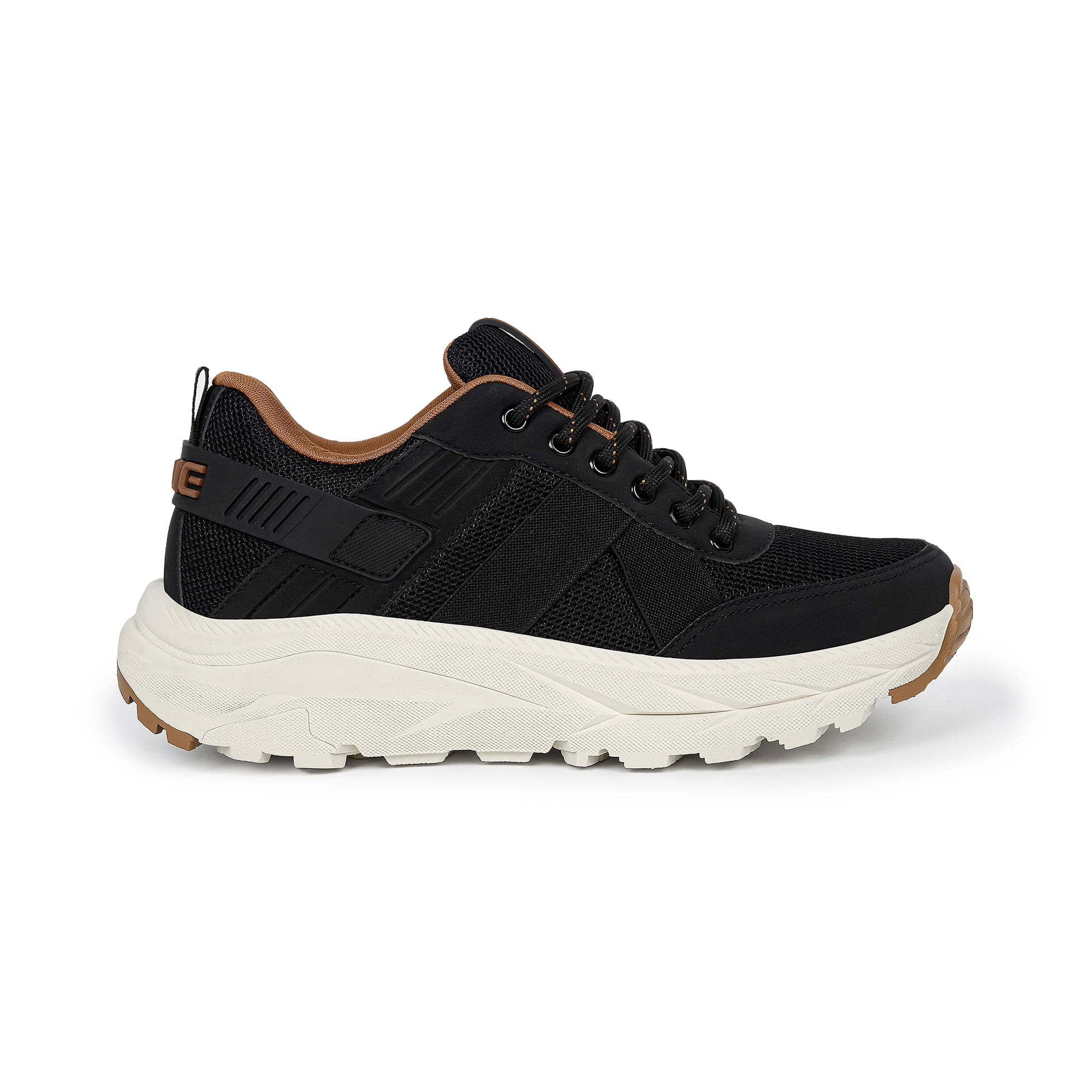 Tênis Ollie Stones 2 Preto Casual Masculino com sola branca e detalhes em marrom